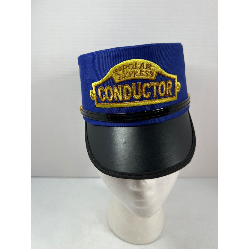 The Polar Express Conductor Hat Kids Blue Gold Embroidered Costume Cap Small